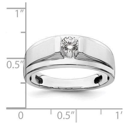 0.33ct. CZ Solid Real 14K White Gold Complete Men's Ring