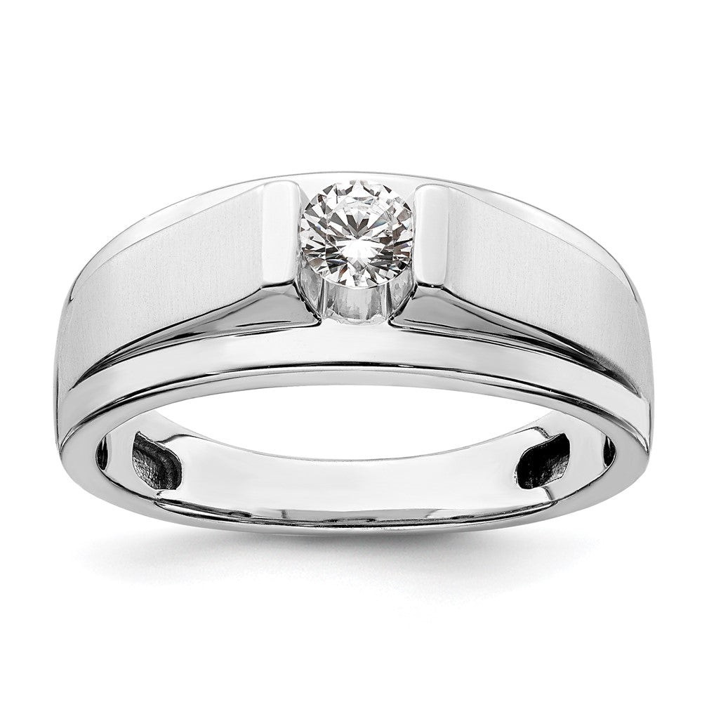 0.33ct. CZ Solid Real 14K White Gold Complete Men's Ring