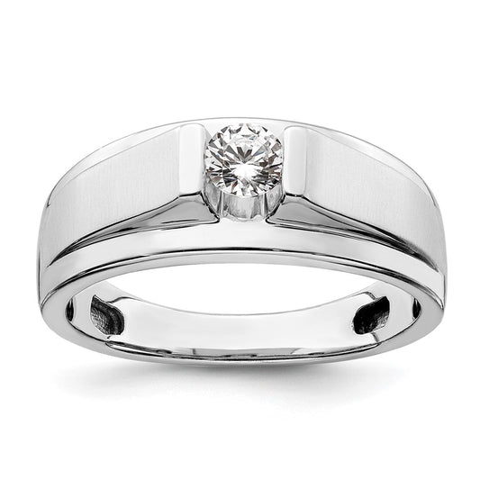 0.33ct. CZ Solid Real 14K White Gold Complete Men's Ring