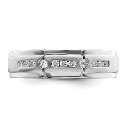 0.25ct. CZ Solid Real 14K White Gold Satin & Polished Complete Men's Ring