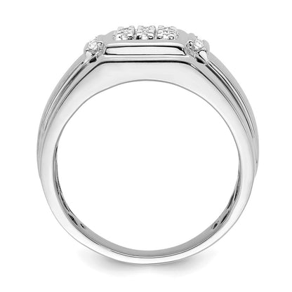 0.25ct. CZ Solid Real 14K White Gold Complete Cluster Men's Ring