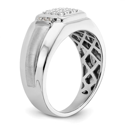 0.25ct. CZ Solid Real 14K White Gold Complete Cluster Men's Ring