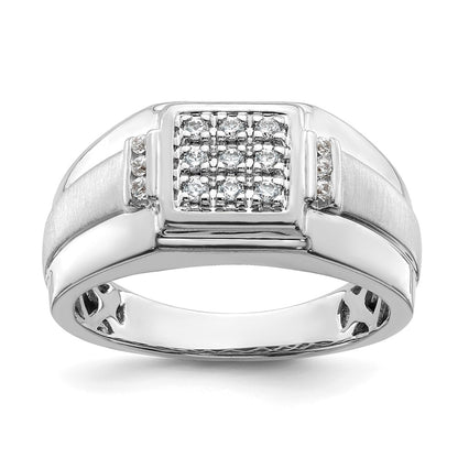 0.25ct. CZ Solid Real 14K White Gold Complete Cluster Men's Ring