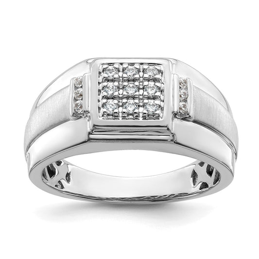 0.25ct. CZ Solid Real 14K White Gold Complete Cluster Men's Ring