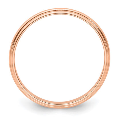Solid 14K Yellow Gold Rose Gold 3mm Light Weight Milgrain Half Round Men's/Women's Wedding Band Ring Size 6.5