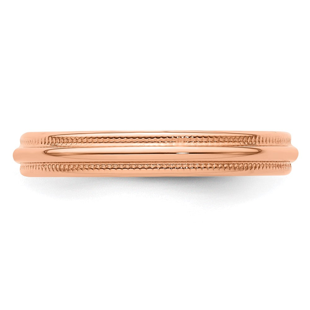 Solid 14K Yellow Gold Rose Gold 3mm Light Weight Milgrain Half Round Men's/Women's Wedding Band Ring Size 6.5