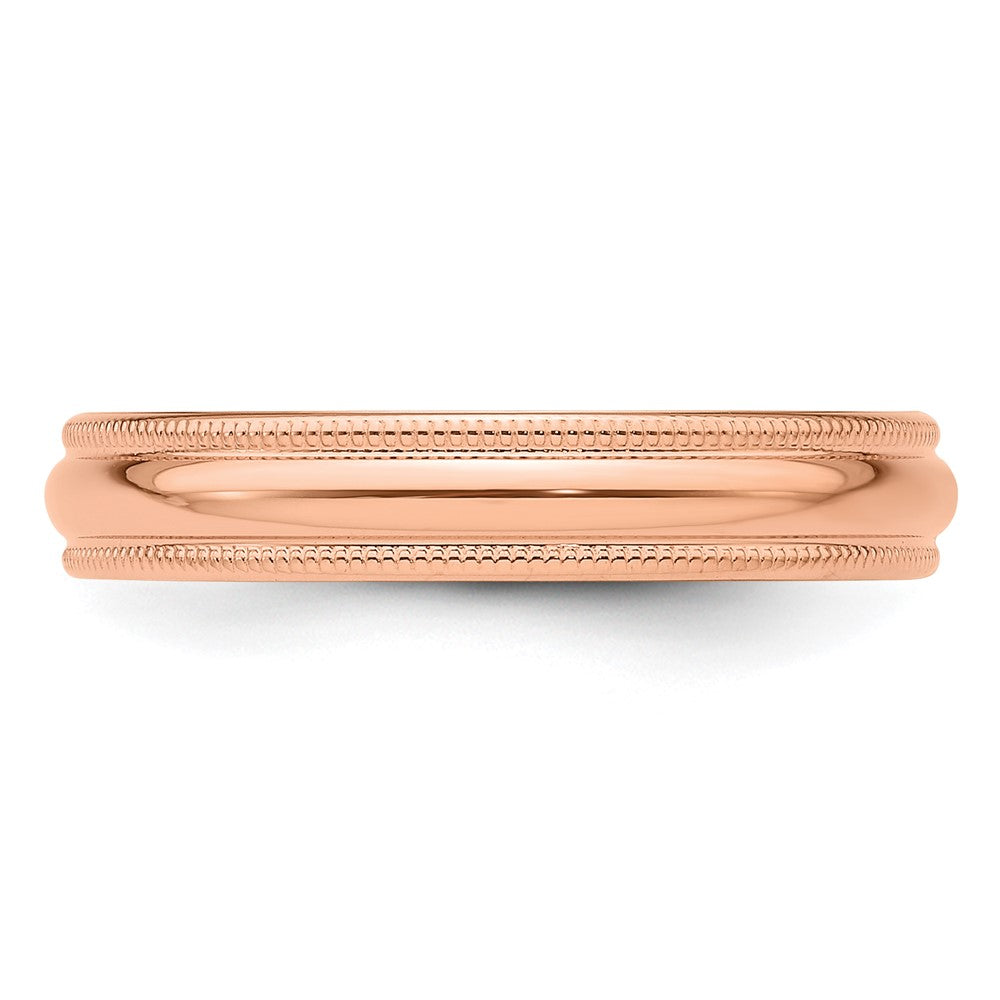 Solid 14K Yellow Gold Rose Gold 4mm Light Weight Milgrain Half Round Men's/Women's Wedding Band Ring Size 14