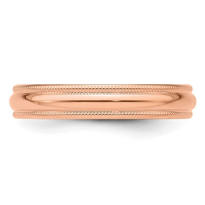 Solid 14K Yellow Gold Rose Gold 4mm Light Weight Milgrain Half Round Men's/Women's Wedding Band Ring Size 14