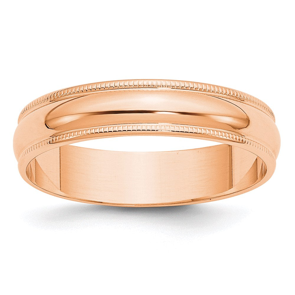 Solid 14K Yellow Gold Rose Gold 5mm Light Weight Milgrain Half Round Men's/Women's Wedding Band Ring Size 12.5