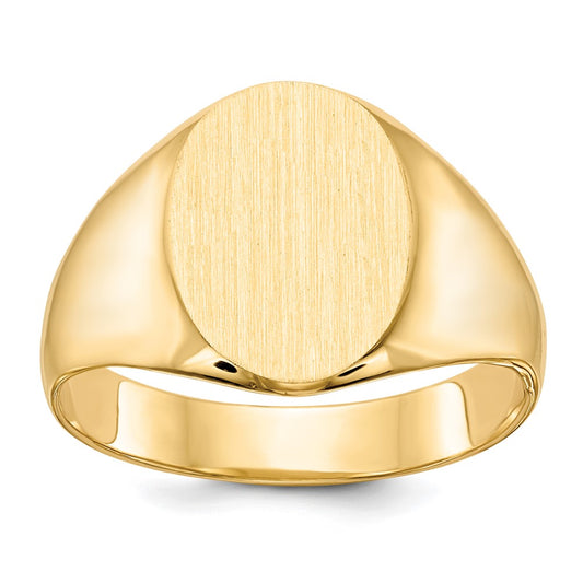 14K Yellow Gold 13.0x11.5mm Closed Back Mens Signet Ring
