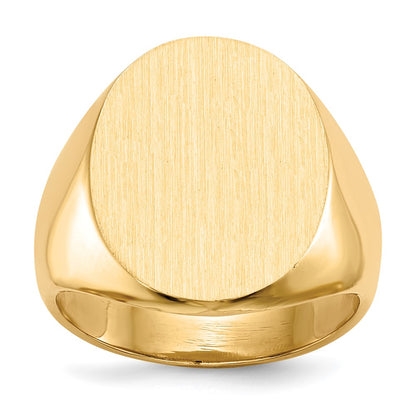 14K Yellow Gold 15.5x19.0mm Closed Back Mens Signet Ring