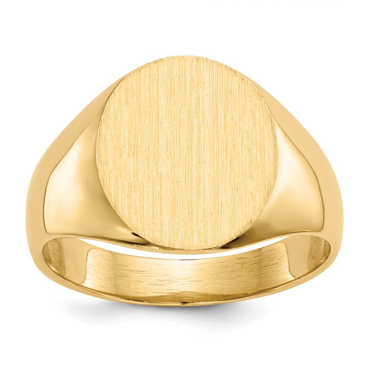 14K Yellow Gold 12.5x11.5mm Open Back Mens Signet Ring