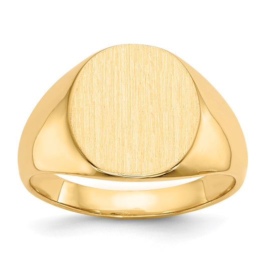 18k Yellow Gold 15.5x13.5mm Closed Back Men's Signet Ring