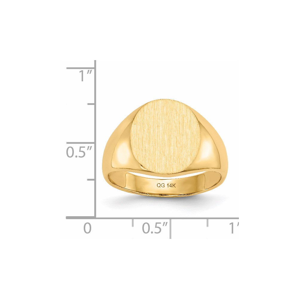 14K Yellow Gold 14.0x13.0mm Closed Back Men's Signet Ring