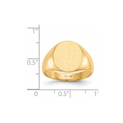 14K Yellow Gold 14.0x13.0mm Closed Back Men's Signet Ring