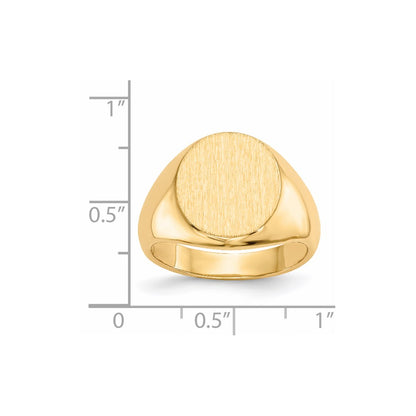 14K Yellow Gold 15.5x13.5mm Closed Back Men's Signet Ring