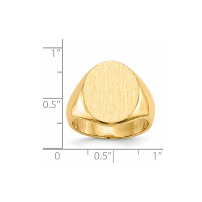 14K Yellow Gold 17.5x14.0mm Closed Back Men's Signet Ring