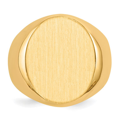 14K Yellow Gold 18.5x14.5mm Closed Back Men's Signet Ring