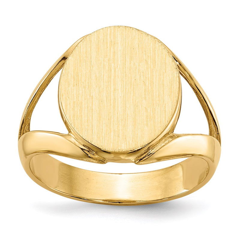 14K Yellow Gold 14.5x12.5mm Open Back Signet Ring