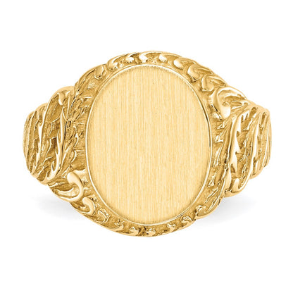 14K Yellow Gold 13.0x10.5mm Closed Back Men's Signet Ring