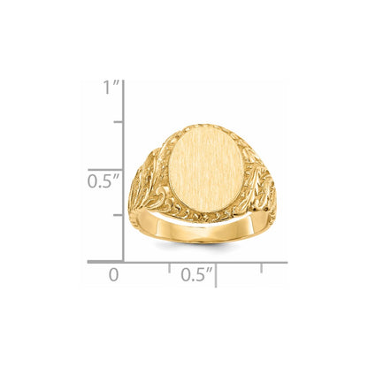 14K Yellow Gold 13.0x10.5mm Closed Back Men's Signet Ring