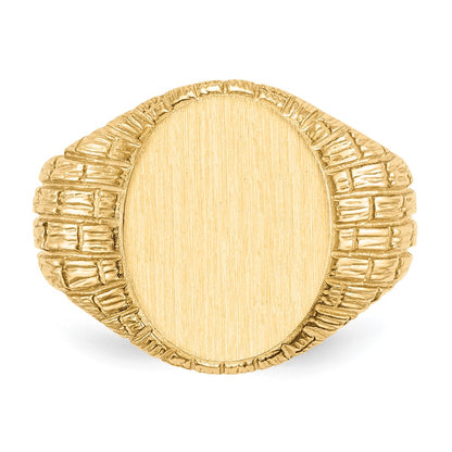 14K Yellow Gold 15.0x12.0mm Closed Back Men's Signet Ring