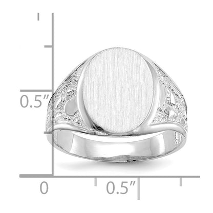 14K White Gold 15.0x11.5mm Open Back Men's Signet Ring