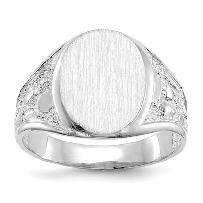 14K White Gold 15.0x11.5mm Open Back Men's Signet Ring