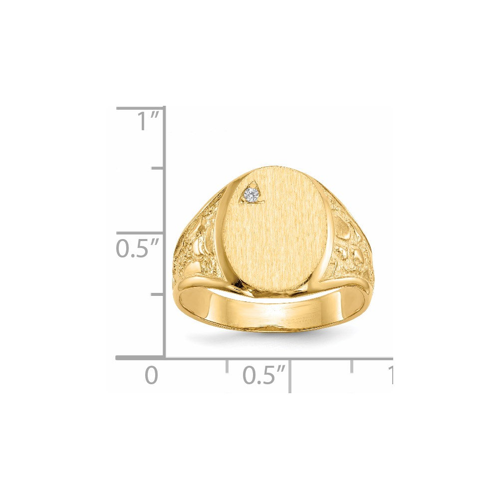 14K Yellow Gold 15.0x11.0mm Open Back A Real Diamond Men's Signet Ring