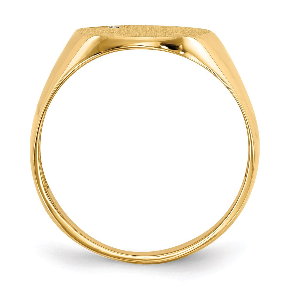 14K Yellow Gold 17.0x13.0mm Open Back VS Real Diamond Men's Signet Ring