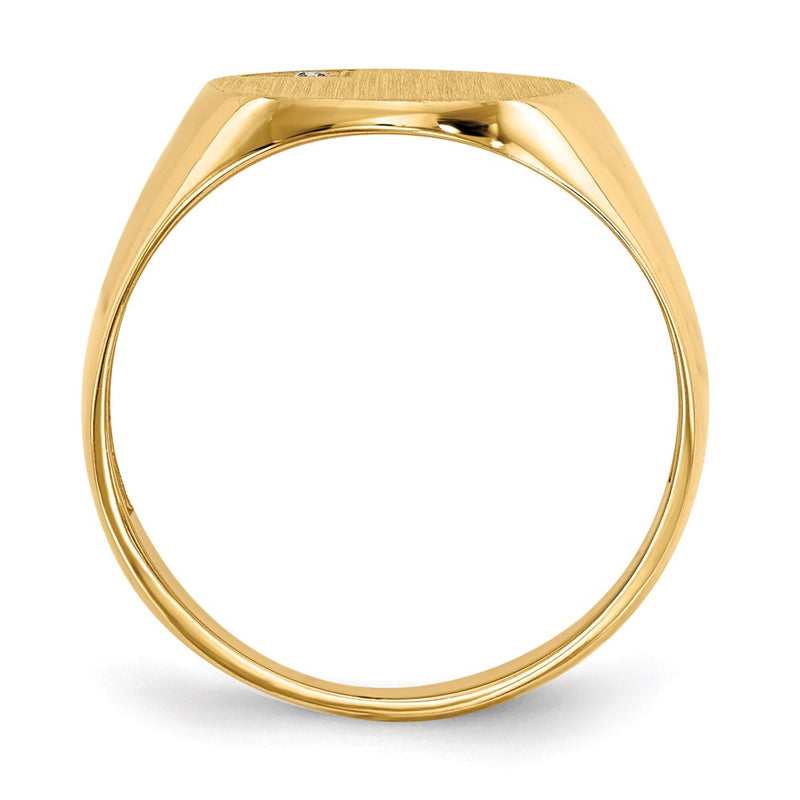 14K Yellow Gold 17.0x13.0mm Open Back A Real Diamond Men's Signet Ring