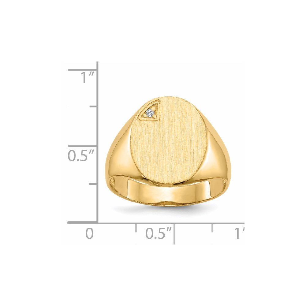 14K Yellow Gold 17.0x13.0mm Open Back AAA Real Diamond Men's Signet Ring