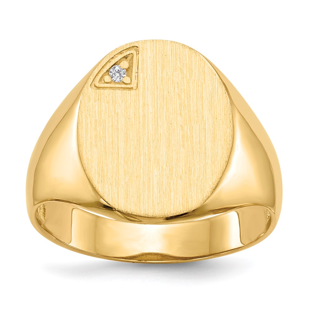 14K Yellow Gold 17.0x13.0mm Open Back A Real Diamond Men's Signet Ring
