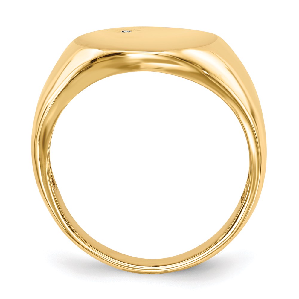 14K Yellow Gold 17.0x15.0mm Open Back AAA Real Diamond Men's Signet Ring