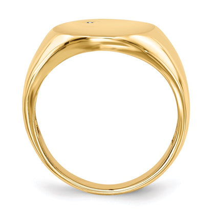 14K Yellow Gold 17.0x15.0mm Open Back AAA Real Diamond Men's Signet Ring
