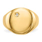 14K Yellow Gold 17.0x15.0mm Open Back AA Real Diamond Men's Signet Ring