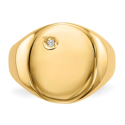 14K Yellow Gold 17.0x15.0mm Open Back AAA Real Diamond Men's Signet Ring