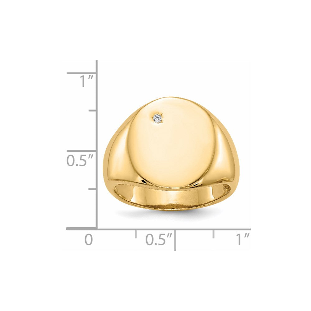 14K Yellow Gold 17.0x15.0mm Open Back AAA Real Diamond Men's Signet Ring