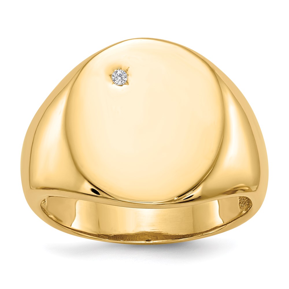 14K Yellow Gold 17.0x15.0mm Open Back VS Real Diamond Men's Signet Ring