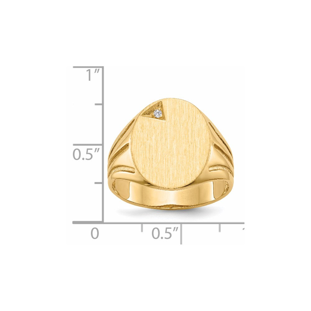 14K Yellow Gold 16.0x14.0mm Open Back VS Real Diamond Men's Signet Ring
