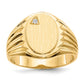 14K Yellow Gold 13.5x10.0mm Open Back AA Real Diamond Men's Signet Ring