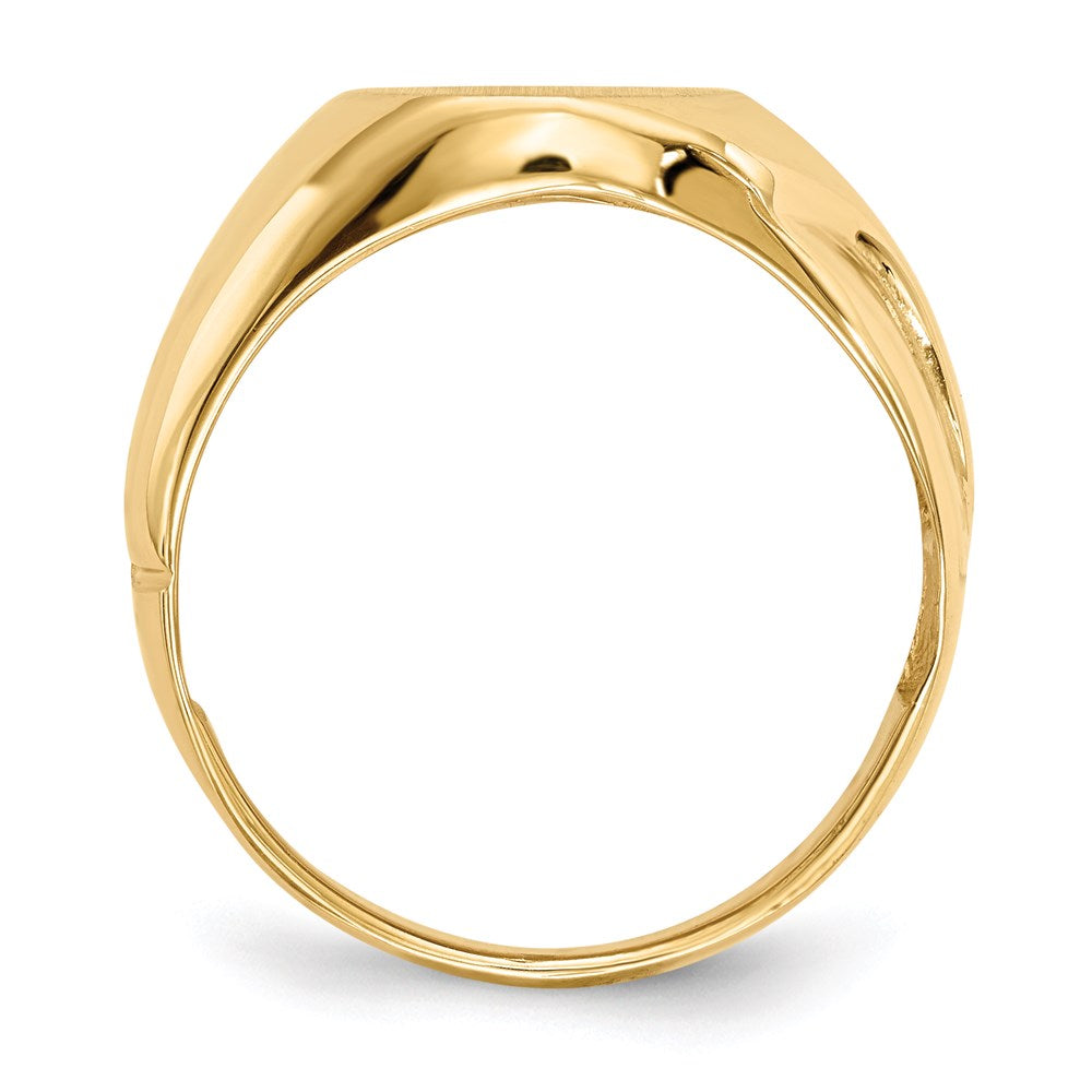 14K Yellow Gold 14.0x11.5mm Open Back AAA Real Diamond Men's Signet Ring
