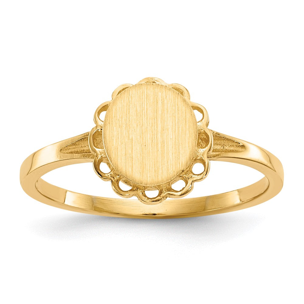 14K Yellow Gold 7.0x6.5mm Open Back Signet Ring
