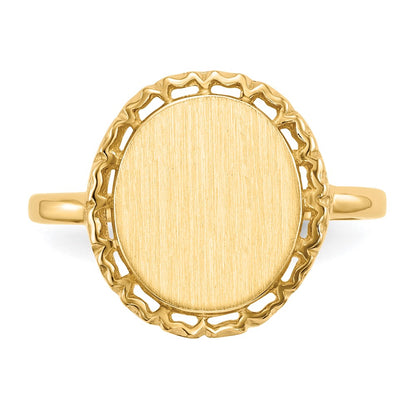 14K Yellow Gold 12.5x11.0mm Open Back Signet Ring