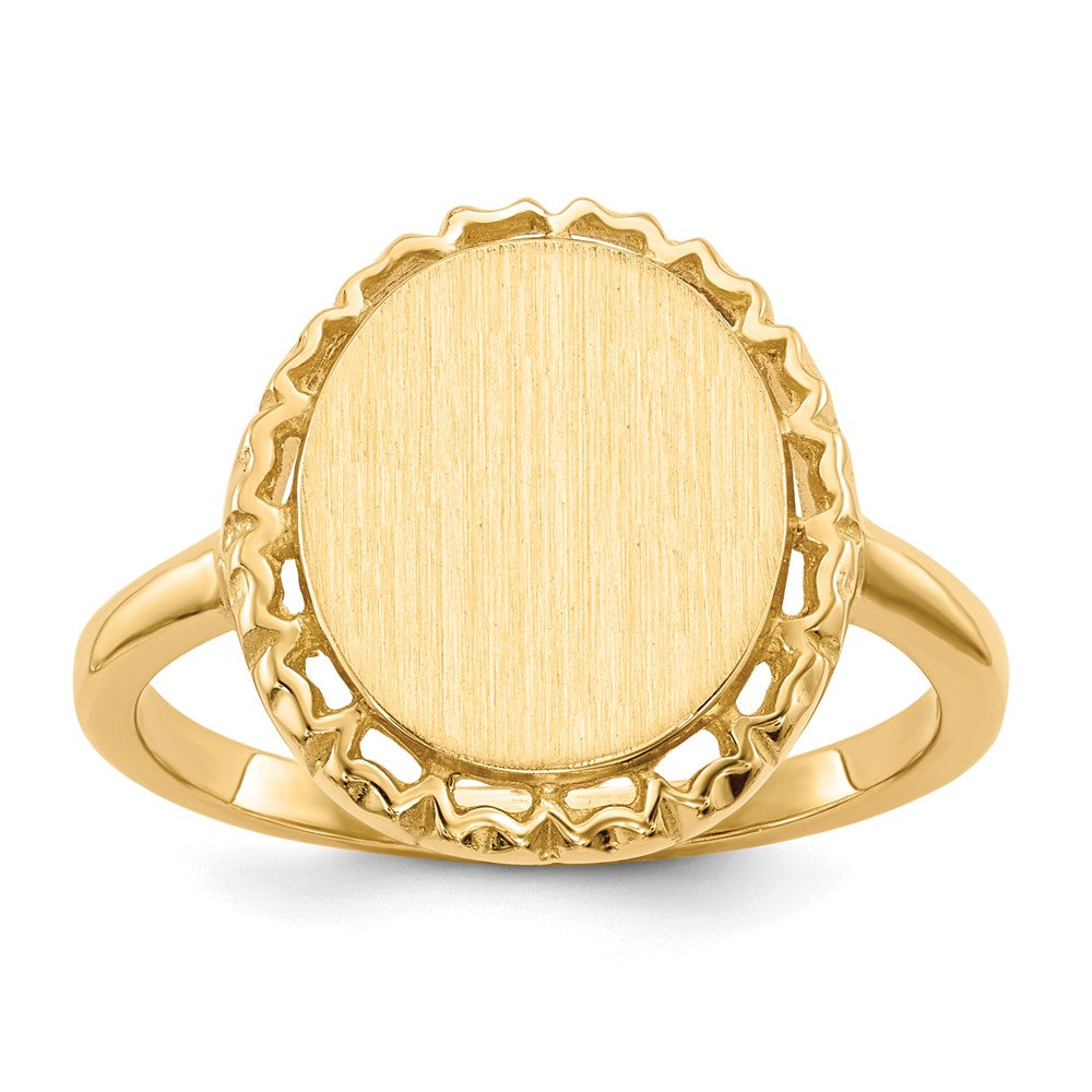 14K Yellow Gold 12.5x11.0mm Open Back Signet Ring