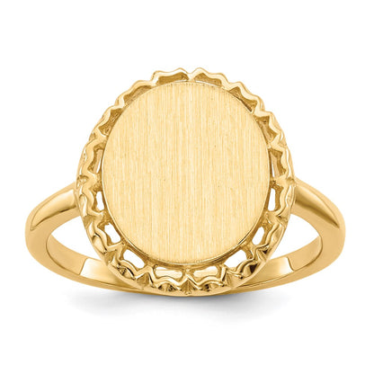 14K Yellow Gold 12.5x11.0mm Open Back Signet Ring