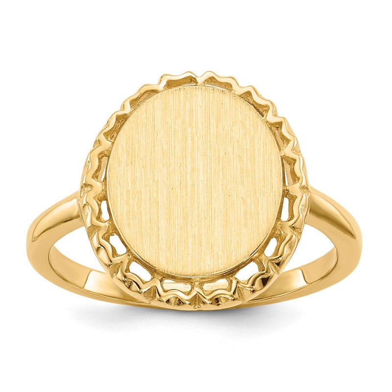 14K Yellow Gold 12.5x11.0mm Open Back Signet Ring