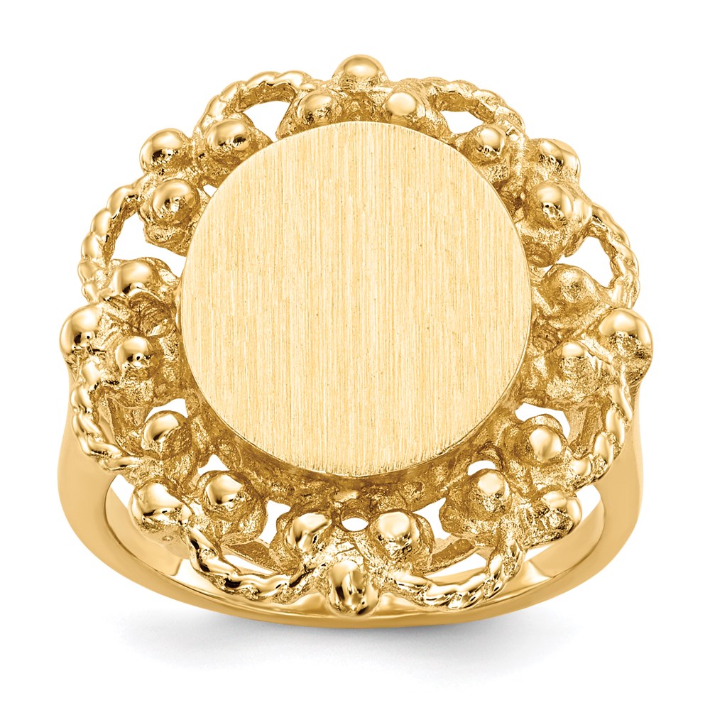 14K Yellow Gold 12.5x11.0mm Open Back Signet Ring