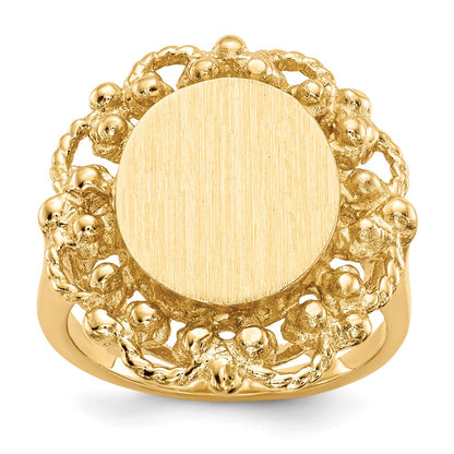 14K Yellow Gold 12.5x11.0mm Open Back Signet Ring