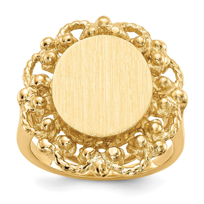 14K Yellow Gold 12.5x11.0mm Open Back Signet Ring